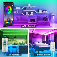Thumbnail for 12M LED Strip Lights Rope Light for Bedroom and Home (5050 Lights Strip App with Remote Control)