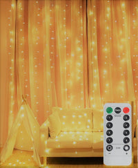 Thumbnail for USB Powered 300 LED Curtain String Light with 8 Modes and Remote Control for Bedroom Party Wedding Decorations