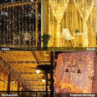 Thumbnail for USB Powered 300 LED Curtain String Light with 8 Modes and Remote Control for Bedroom Party Wedding Decorations