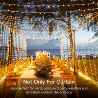 Thumbnail for USB Powered 300 LED Curtain String Light with 8 Modes and Remote Control for Bedroom Party Wedding Decorations