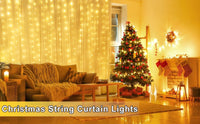 Thumbnail for USB Powered 300 LED Curtain String Light with 8 Modes and Remote Control for Bedroom Party Wedding Decorations