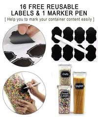 Thumbnail for 14 Pieces Airtight Food Storage and BPA Free Plastic with Easy Lock Black Lids Labels for Kitchen