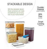 Thumbnail for 14 Pieces Airtight Food Storage and BPA Free Plastic with Easy Lock Black Lids Labels for Kitchen