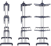 Thumbnail for 3 Tier Foldable Clothes Drying Rack for Laundry Dryer with Hanger Stand Rail Indoor