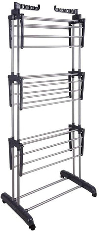 Thumbnail for 3 Tier Foldable Clothes Drying Rack for Laundry Dryer with Hanger Stand Rail Indoor