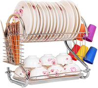 Thumbnail for Metal Dish Drying Rack Kitchen-2-Tier with Drain Board