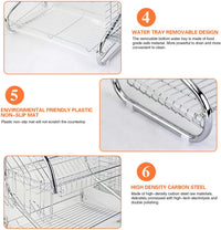 Thumbnail for Metal Dish Drying Rack Kitchen-2-Tier with Drain Board