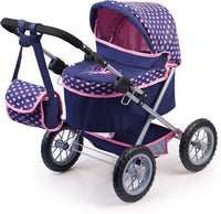 Thumbnail for Trendy Dolls Pram, Foldable with Height-Adjustable Handle, Blue and Pink