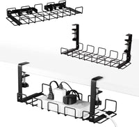 Thumbnail for 2 pack Under Desk Cable Management Tray, Black