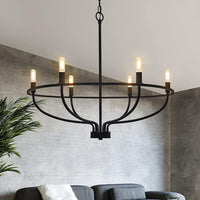 Thumbnail for Vintage Candle Farmhouse Chandelier, 6-light, Black