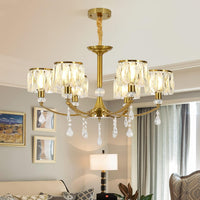 Thumbnail for Gold Chandelier, 6 Lights, Wagon Wheel Clear Crystal