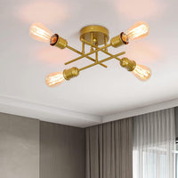 Thumbnail for Modern Industrial Chandelier, 4 Light, Gold