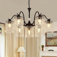 Thumbnail for Crystal Chandelier Industrial Farmhouse, Black