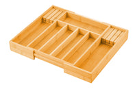 Thumbnail for Large Capacity Bamboo Expandable Drawer Organizer with Knife Block Holder for Home Kitchen Utensils