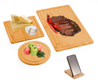 Thumbnail for 3 Pieces Bamboo Cutting Board with Juice Groove and Mobile Holder included for Home Kitchen