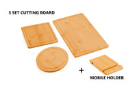 Thumbnail for 3 Pieces Bamboo Cutting Board with Juice Groove and Mobile Holder included for Home Kitchen