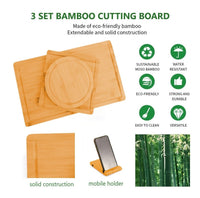 Thumbnail for 3 Pieces Bamboo Cutting Board with Juice Groove and Mobile Holder included for Home Kitchen