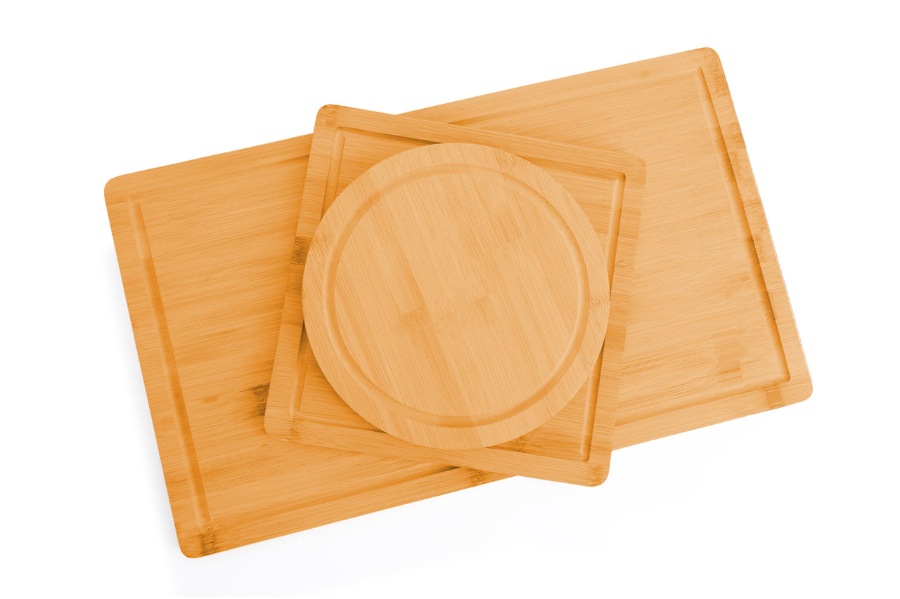 3 Pieces Bamboo Cutting Board with Juice Groove and Mobile Holder included for Home Kitchen