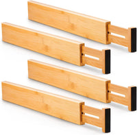 Thumbnail for 4 Pack Bamboo Adjustable Kitchen Drawer Dividers (Large, 44-55 cm)