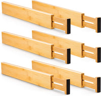 Thumbnail for 6 Pack Bamboo Adjustable Kitchen Drawer Dividers (Large, 44-55 cm)