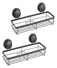 Thumbnail for 2 Pack Rectangular Corner Shower Caddy Shelf Basket Rack with Premium Vacuum Suction Cup No-Drilling for Bathroom and Kitchen