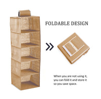Thumbnail for 5 Tier Shelf Hanging Closet Organizer and Storage for Clothes (Beige)