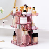 Thumbnail for 360 Rotating Large Capacity Makeup Organizer for Bedroom and Bathroom (Pink)