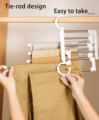 Thumbnail for 2 Pack Stainless Steel Adjustable 5 in 1 Pants Hangers Non-Slip Space Saving for Home Storage