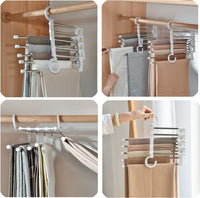 Thumbnail for 2 Pack Stainless Steel Adjustable 5 in 1 Pants Hangers Non-Slip Space Saving for Home Storage