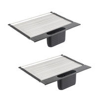 Thumbnail for 2 Pack Large Stainless Steel Roll Up Dish Drying Rack with Utensil Holder for Home Kitchen