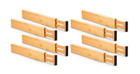 Thumbnail for 8 Pack Bamboo Adjustable Kitchen Drawer Dividers (Large, 44-55 cm)