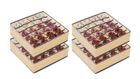Thumbnail for Set of 4 Fabric Drawer Organizer Divider Storage Boxes for Storing Socks, Underwear, Ties, Scarves (Beige)