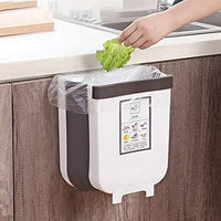 Thumbnail for Hanging Trash Can Collapsible Small Garbage Waste Bin for Kitchen Cabinet Door (White)