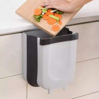 Thumbnail for Hanging Trash Can Collapsible Small Garbage Waste Bin for Kitchen Cabinet Door (Grey)
