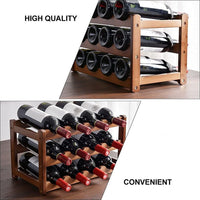 Thumbnail for 3-layer Bamboo Wine Storage Rack (12 bottles)