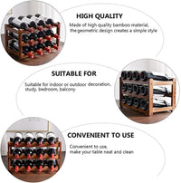Thumbnail for 3-layer Bamboo Wine Storage Rack (12 bottles)