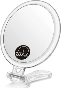 Thumbnail for Double-Sided 1X/20X Magnifying Foldable Makeup Mirror for Handheld, Table and Travel Usage