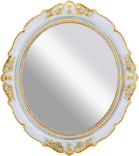 Thumbnail for Oval Antique Vintage Hanging Wall Mirror for Bedroom and Livingroom (White, 38 x 33 cm)