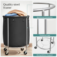 Thumbnail for Steel Frame Laundry Basket Wheels, Black