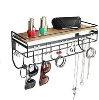 Thumbnail for Wall Mount Hanging Jewelry Organizer with 9 Hooks (Black Metal)