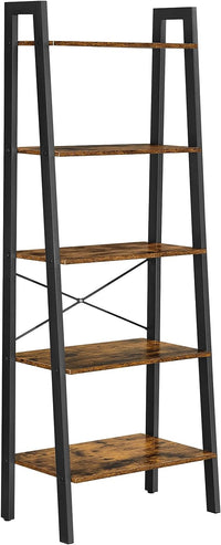 Thumbnail for 5-Tier Industrial Bookcase, Rustic Brown