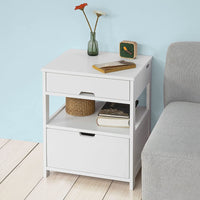 Thumbnail for White Bedside Table with 2 Drawers