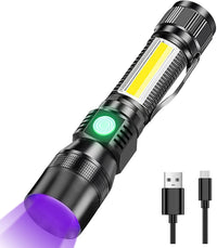 Thumbnail for 7 Modes Waterproof Rechargeable UV Light Flashlight Torch for Camping