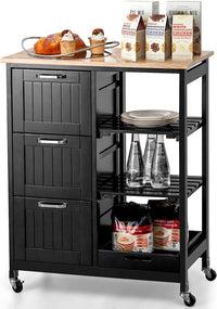 Thumbnail for Kitchen Island Cart with Storage, Drawers, Shelves