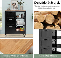 Thumbnail for Kitchen Island Cart with Storage, Drawers, Shelves