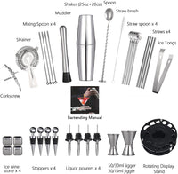 Thumbnail for 19 Pieces Cocktail Shaker Set Bartender Kit with Rotating 360 Display Stand and Professional Bar Set Tools