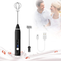Thumbnail for Black Rechargeable Electric Milk Frother Handheld (3 Speeds)