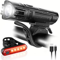 Thumbnail for Waterproof Rechargeable LED Bike Lights Set (2000mah Lithium Battery, IPX4, 2 USB Cables)