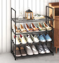 Thumbnail for 4-Tier Stainless Steel Shoe Rack Storage Organizer to Hold up to 15 Pairs of Shoes (55cm, Black)