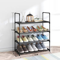 Thumbnail for 4-Tier Stainless Steel Shoe Rack Storage Organizer to Hold up to 15 Pairs of Shoes (55cm, Black)